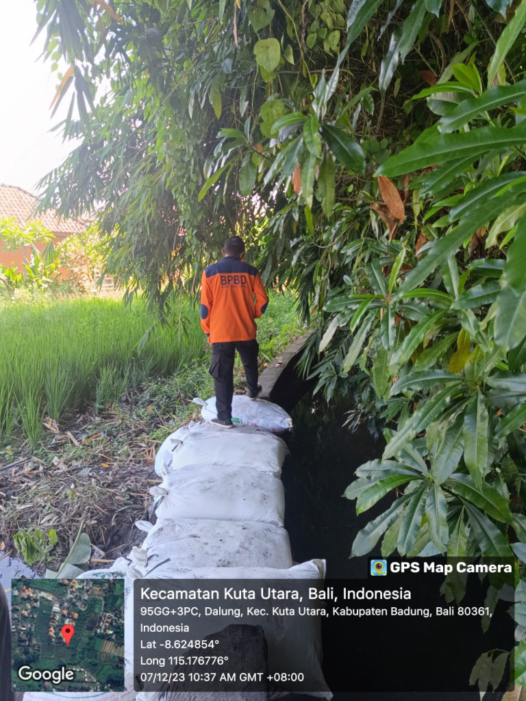 Saluran Irigasi Jebol di Banjar Tegal Jaya, Desa Dalung, Kecamatan Kuta Utara Tanggal 07 Desember 2023